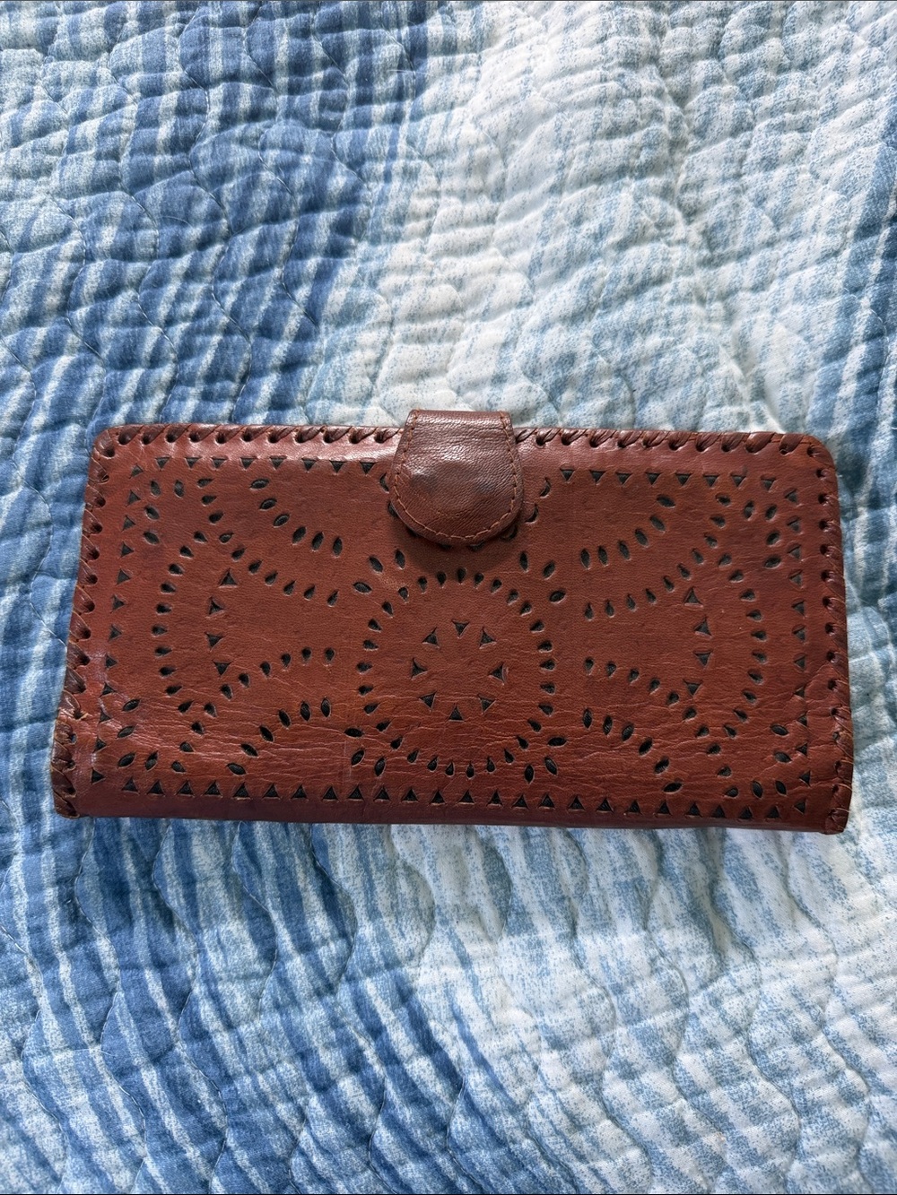 Cleobella Brown Laser-Cut Leather Wallet